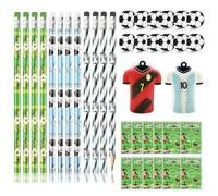 12PCS Football Pencils Pencils with Rubbers on the End, Football Party Bags Fillers, Football Pencils, Football Stationery Set For Boys, 12 Football Eraser, 12 Pinball Board, 2 Pencil Sharpeners