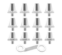 12Pcs Football Shoe Studs Replacement (13mm + 15mm) - Metal Studded Football Boots Compatible with Puma Compatible with New Balance Compatible with Nike Football Studs - Complimentary Wrench Silver