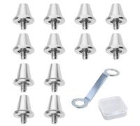 12Pcs Football Studs Metal Football Boots Replacement, Rugby Studs Compatible with Nike Adidas Kooga,Includes 13mm & 15mm Studs + Wrench & Storage Box (Silver)