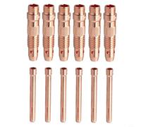 12PCS for TIG Collet Bodies for WP-17, WP-18, WP-26 Torches, Compatible with 10N24 & 10N32, Copper Nozzle Components for MIG for TIG Welding Equip
