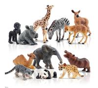 12PCS Forest Animals Baby Figurines, Realistic Woodland Animals Figures Toys Includes Elephant, Mountain Lion, Giraffe and Deer Cubs, Cake Toppers Christmas Birthday Gift for Kids Toddlers