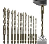 12Pcs Four Blade Serrated Eccentric Drill,4 Flute Drill Bit,High Strength Eccentric Twist Tile Drill Bits,4 Flute Serrated Eccentric Drill Bit Kit,for Stone Tile Brick Ceramic Glass Metal Sheet Wood