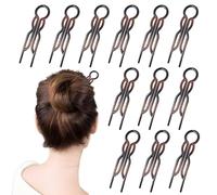 12Pcs French Hair Pins,Prestige Hairpins,Lightweight Hair Bun Clips, Hairs Accessories for Women,Elegant U Shaped Bobby Pins (Black and brown colours)