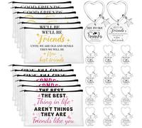 12Pcs Friend Gifts for Women Friendsgiving Makeup Bags Friendship Keychains Galentines Gifts Bulk Cosmetic Bags with Zipper for Roommate BFF Bestie Birthday Decorations