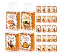 12Pcs Friendsgiving Gift Bags with Handles Turkey Reusable Goodie Treat Bags, Happy Thanksgiving Gobble Party Bags for give Thanks Friendsgiving Day Supplies