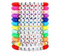12Pcs Friendship Bracelets, Colorful Best Friend Bracelet, Elastic BFF Bracelets With Lettering Beads, Bestie Bracelet for Girls, Women, Friends, Party Bag Fillers for Music Party, Birthday