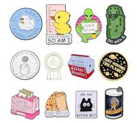 12Pcs Funny Enamel Pins Bulk Inspired Cartoon Brooch Pins for Women Men Fun Pins for Backpacks Bags Hats Jackets Clothes
