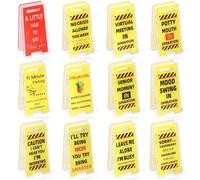12pcs Funny Sticky Note Holder, Mini Acrylic No Crisis Allowed This Week Mood Swing Caution Desk Warning Sign Funny Humor Gag Gifts Decor for Overstimulated Office Supplies for Men Women Coworker