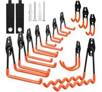 12pcs Garage Double Hooks, Heavy Duty Home Storage Hooks, Bike Hooks for Wall Mount, Shed Accessories, Ladder Brackets, Tool Hooks for Organizing Home, Chair, Ladder,Bike,Power Tools,Bulk Item(Orange)