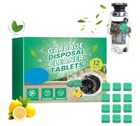 12PCS Garbage Disposal Cleaner Tablets, Dishwasher Cleaner Tablet, Foaming Drain Clean/er to Eliminate Unpleasant Odors, Sink Unblocker and Drain Deodoriser, Safe Lemon Scent Waste Disposal Clean/er
