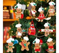12pcs Gingerbread Christmas Decoration for Tree - Cooking Gingerbread Man Ornaments Christmas Hanging Decor for Xmas Tree Home Kitchen Decor Party Supplies