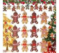 12pcs Gingerbread Christmas Decoration for Tree,Vintage Distressed Style Gingerbread Man Wooden,Christmas Hanging Decor for Xmas Tree Home Kitchen Decor Party Supplies (A 1set)