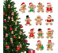12pcs Gingerbread Man Christmas Decoration Set, Cute Christmas Tree Hanging Decorations, Gingerbread Christmas Ornaments, for Tree Decor