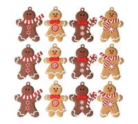 12PCS Gingerbread Man Christmas Ornaments Cute Xmas Tree Hanging Pendants Cookie Holiday Decor Funny Decorations Shape