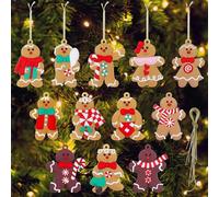 12pcs Gingerbread Man Ornaments for Christmas Tree, Assorted Gingerbread Ornaments, Gingerbread Christmas Ornaments