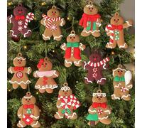 12pcs Gingerbread Man Ornaments for Christmas Tree - Assorted Plastic Gingerbread Figurines Ornaments for Christmas Tree Hanging Decorations 3” Tall