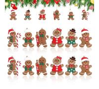 12PCS Gingerbread Ornaments, Ginger Man Ornament with Strings, Gingerbread Man Decorations Christmas Tree Decorations, Hang Decoration for Christmas Trees, Garlands, Windows, Fireplace Mantels