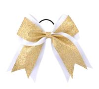 12pcs Girls Cheerleading Hair Bow Glitter Ribbon Bows Women Elastic Band Ponytail Hair Holder For Girls(Golden)