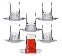 12Pcs Glass Cup & Saucer Ice Tea Set Espresso Drink Glassware Gift 160ml