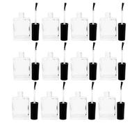 12pcs Glass Nail Polish Refill Bottle 15ml with Brush Cap for Travel | Flat Rectangular Shape, Secure Cap, Nylon Brush Applicator, Compact Design for Nail Art Use and Storage