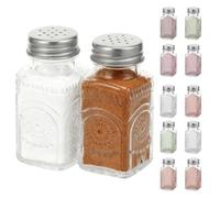 12Pcs Glass Salt and Pepper Shakers Set 2.71oz Vintage Restaurant Spice Container with Stainless Steel Lid for Dining Room Kitchen Table