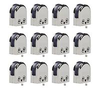 12Pcs Glass Shelf Clamps Adjustable 8-10mm, Glass Bracket 304 Stainless Steel Glass Clip Polished for Balustrade, Staircase, Handrail, Silver