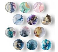 12Pcs Glass Strong Magnetic Refrigerator Magnet Fridge Sticker,Marble Crystal Fridge Magnets Decoration for Crafts,Fridge Magnets for Kitchen, Office Whiteboard, Cabinet and Dishwasher