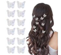 12pcs Glitter Butterfly Hair Claw Clips,Crystal Butterfly Hair Clips,Mini Butterfly Hair Clips for Girls,Sparkly Colorful Non-Slip Butterfly Claw Clips Clamps Hair Accessories for Women and Girls