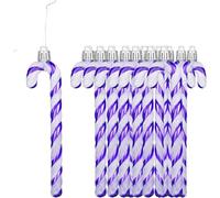 12Pcs Glitter Candy Cane Christmas Tree Decorations Christmas Plastic Candy Cane Tree Hanging Ornament for Holiday Party Decoration Favor (Purple)