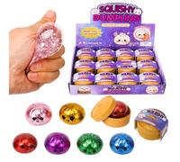 12pcs Glitter Dumpling Squishy,Bao Squishy Dumpling Toy with Plastic Steamer Box,Giant Glitter Squeeze, Cute Soft Sensory Fidget Squeeze Toys for Kids Boys Girls Adults (12pcs-A)
