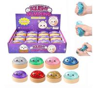 12PCS Glitter Dumpling Squishy Mystery Box, Mini Dumplings Stress Relief Set, Cute Real Bun Fidget Ball Sensory for Anxiety Relief Hand Relax Birthday Party Gifts (B-Smiling)