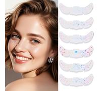 12Pcs Glitter Freckles Face Tattoo Multichrome Holographic Sparkle Face Glitter Speckles Patches Freckle Face Sticker for Women Waterproof Temporary Tattoo Stickers Makeup Festival Rave Accessories