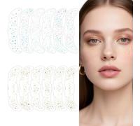 12pcs Glitter Freckles Face Tattoo, Waterproof Multichrome Glow Up Holographic Sparkle Face Glitter Speckles Patches Star Temporary Metallic Tattoo Stickers for Women Girls Party Cute Makeup