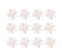 TOYANDONA 12pcs Glitter Poinsettia Christmas Artificial Flowers Christmas Tree Floral Ornaments Decorations Xmas Tree Pendant Christmas Wreath Filler (White)