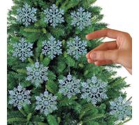 12PCS Glitter Snowflake Ornaments for Christmas Trees,Baby Blue Christmas Decorations,10cm Plastic Hanging Snowflakes Gold Baubles for Craft, Snowflake Decorations for Xmas Winter Indoor Ceiling Tree