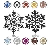 12Pcs Glitter Snowflake Ornaments for Christmas Trees Decorations Black,Xmas Snow Flakes Black Christmas Hanging Decorations,Plastic Sparkly Snowflake Baubles for Xmas Tree Decoration Craft Home Décor