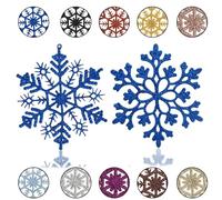 12Pcs Glitter Snowflake Ornaments for Christmas Trees Decorations Blue,Xmas Snow Flakes Blue Christmas Hanging Decorations,Plastic Sparkly Snowflake Baubles for Xmas Tree Decoration Craft Home Décor