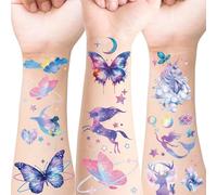 12PCS Glitter Temporary Tattoos for Women - Butterfly, Fairy, Moon & Mermaid Designs. Waterproof Fake Tattoo Stickers for Birthday Parties, Festivals & Fun. Perfect as Party Favors & Supplies