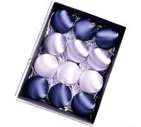 12pcs Glossy Velvet Christmas Orb Decorations 3 15 Inch Diameter Balls for Holiday Tree and Home Festive Styling (Azure Tones)