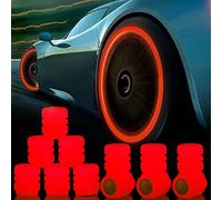 12pcs Glowing Tire Valve Stem Caps for Car,Dust Caps with Light in Dark Leakproof Seal Luminous Tire Valve Stem Cover for Car Truck SUV Bicycle Motorcycles Decoration(red)