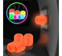 12Pcs Glowvalve - Glow In The Dark Tire Valve Caps,Tire Valve Caps Light Up,Tire Valve Stem Caps, Tire Caps,Universal for Car, Truck, SUV, Motorcycles, Bike (Orange)