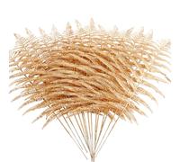 12pcs Gold Christmas Glitter Leaves,Artificial Plants Leaves for Christmas Tree Wreath Garland DIY Supplies, Home Garden Party Hotel Wedding Decoration (Gold)