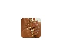 12PCS Gold Chunky Rings for Women, Boho Stackable Knuckle Rings Set,Hypoallergenic Chunky Gold Ring for Teen Girls Adjustable Ring Dainty Jewelry Gifts