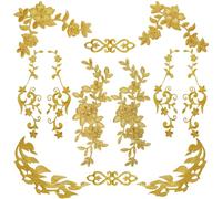 12pcs Gold Flower Lace Embroidery Appliques Lace Patch Sewing Fabric Craft for Crafting Wedding Dress Clothes
