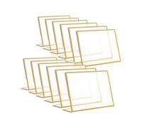 12PCS Gold Frame Acrylic Sign Holder Wedding Table Number Slanted Menu Double Sided Stand, 4X6Inch Horizontal