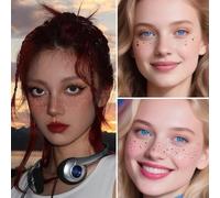 12pcs Gold Freckles Temporary Face Tattoos, Glitter Freckles Face Tattoo Stickers with 2 Under Eye Lash Tattoo, for Women Festival Carnival Party Dancing Makeup, Star Freckle Glitter Tattoos Waterpr