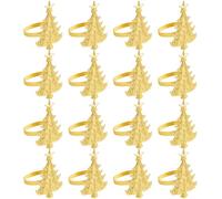 12Pcs Gold Napkin Rings, Christmas Napkin Rings Set, Elegant Holiday Table Decor, Tree Shaped Napkin Holders for Festive Dining, Christmas Wedding Holiday Party Banquet Table Decor