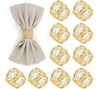 12PCS Gold Napkin Rings Metal Napkin Buckle Holder Set 42 * 52 mm Dinner Table Decor for christmas Wedding FOROREH Art Serviette Napkin Ring