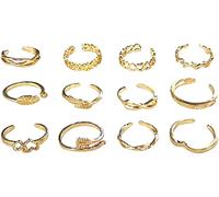 12Pcs Gold Silver Plated Adjustable Toe Rings for Women s Flower Arrow Band Knuckle Ring Summer Beach Vintage Rings Set Foot Jewelry Lovely and Professional