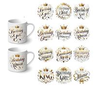 12pcs Golden Birthday Theme UV DTF Cup Wraps Winter UV DTF Transfer Waterproof Sticker for Glass Cups Furniture Craft DIY Crafts，Rub on Transfer Stickers for DIY Water Bottle Laptop Decal Wood Car